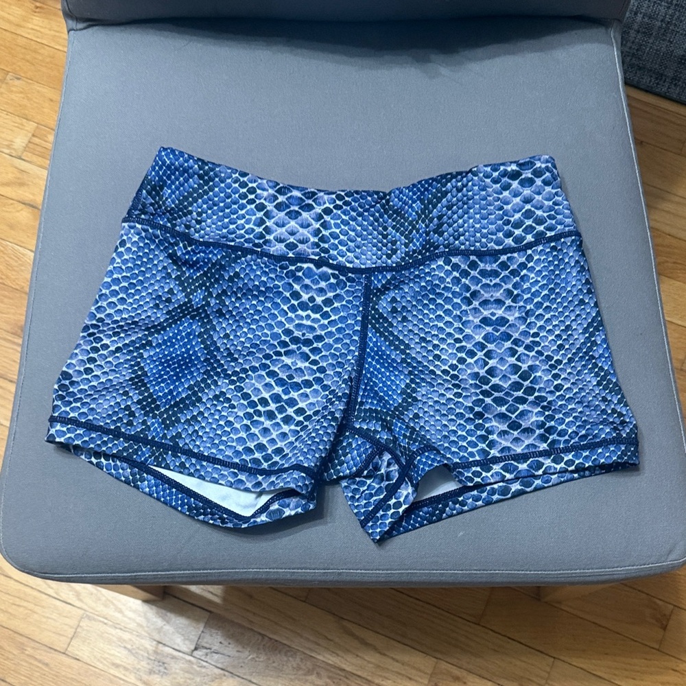 Women's Blue Snake Pattern Athletic Shorts